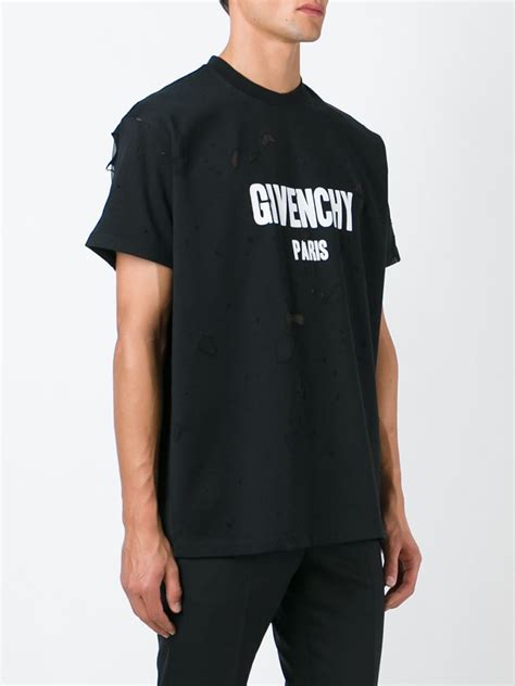 givenchy t shirt black|givenchy distressed t shirt.